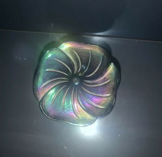 Fenton hand painted dish With Lid iridescent USA Small to medium size 3