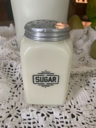 Rare Vtg Mckee Custard Small Box Milk Glass Sugar Shaker Range Jar Container