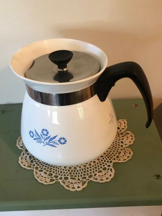 Corning Ware Blue Cornflower Coffee Tea Pot W/ Lid 2 Qt/ 8 Cup
