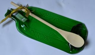 Decorated with Gold Ribbon melted 1lt Gordon ' s Gin Bottle With Wooden Spoon 4