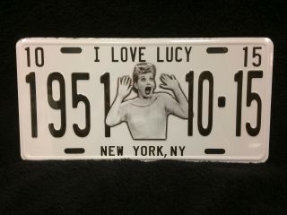 I Love Lucy Lucille Ball White 1951 York Ny Metal License Plate