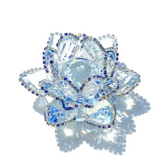 Crystal Sparkle Blue Crystal Lotus Flower Feng Shui Home Decor With Gift Box