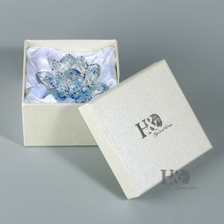 Crystal Sparkle Blue Crystal Lotus Flower Feng Shui Home Decor with Gift Box 4