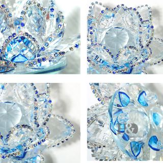 Crystal Sparkle Blue Crystal Lotus Flower Feng Shui Home Decor with Gift Box 5