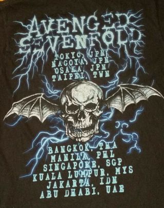 Avenged Sevenfold Asia Japan Tour Hard Rock Heavy Metal Band T Shirt Large 2011