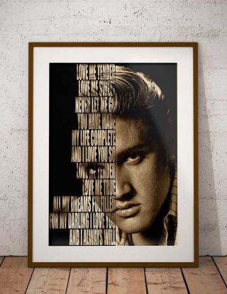 Elvis Presley Love Me Tender Lyrics Print/poster In Two Sizes Exclusive
