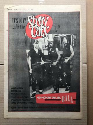 Stray Cats Gonna Ball Poster Sized Music Press Advert From 1981 (aged) -