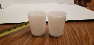 Vintage Set Of 2 White Milk White Milk Glass 3.  5 " Cups Juice Tumbler Beaded Rim