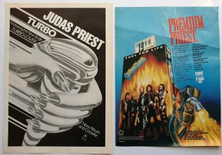 Judas Priest 2 X Vintage Adverts Heavy Metal Rock Poster Cuttings Ads