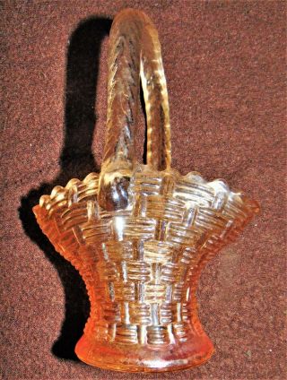 Antique/vintage Marigold Carnival Art Glass Trinket Basket W/handle