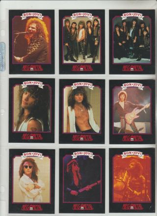 Bon Jovi 1991 Mega Metal & Brockum Rock 31 Card And Rare Sticker Set