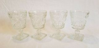 Vintage Indiana Glass Set Of 4 Colony Clear Park Lane 5 1/2 " Water Goblets