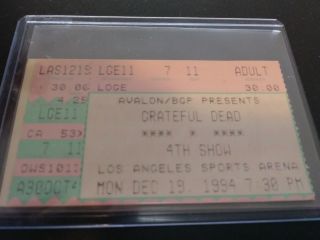 Grateful Dead Ticket Stub,  L.  A.  Sports Arena,  12/19/1994