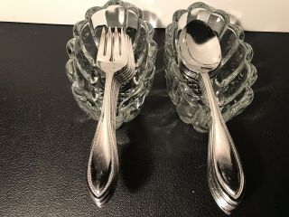2 Vintage Princess House Crystal Glass Spoon Holder Rest Server W/o Spoons