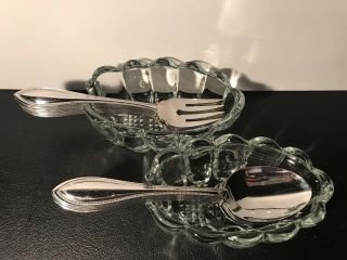 2 Vintage Princess House Crystal Glass Spoon Holder Rest Server w/o Spoons 2