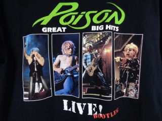 Poison T Shirt Size Large Great Big Hits Live Bootleg Black Cotton Metal Rock