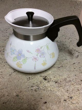 Vintage Corelle Corning Ware " Pastel Bouquet " Teapot Kettle 6 Cup P - 104