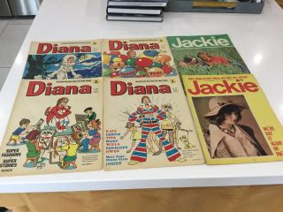 2 X Jackie & 4 X Diana Magazines For Girls,  1972 - 74.