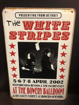 White Stripes Newyork 2002 Concert Poster Vintage Small Metal Sign 20x30 Cm