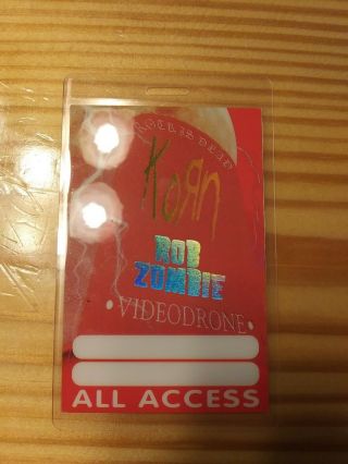 Korn / Rob Zombie Videodrone Tour Laminate All Access Red Backstage Pass Perri
