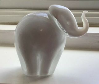 Wedgwood Art Glass White Elephant Paperweight/ornament 10cm Tall