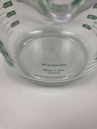 Corning Pyrex 4 Four Cup 1 Quart Green Text Microwaveable Mixing Measuring Cup 3