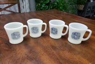 Currier And Ives Milkglass Mugs Set Of 4