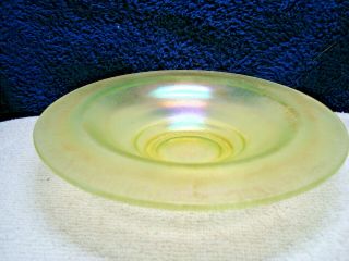 Fenton Yellow Topaz Stretch Vaseline Glass Hand Formed Soup Bowl.