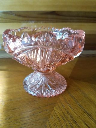 Pink Depression Glass Pedestal Candy Dish