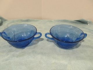 (2) Royal Lace Cobalt Cream Soup Bowls