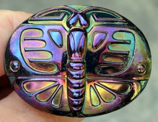 Carnival Glass “big Butterfly” Aka Eqyptian Butterfly” Hatpin – Stunning Color