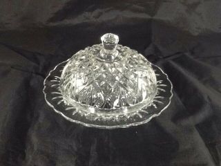 Covered Clear Glass Butter Cheese Dish/dome With Lid 7 "