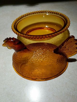 Vintage Indiana Gold Glass Hen on Nest NIB 2