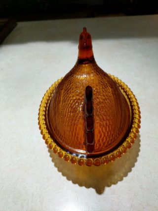 Vintage Indiana Gold Glass Hen on Nest NIB 3