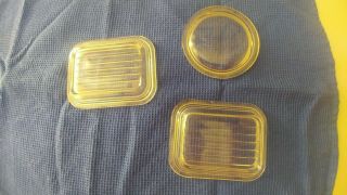 Set Of 3 Vintage Clear Glass Pyrex Refrigerator Dish/container Replacement Lid