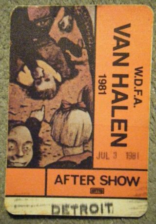 Van Halen Backstage Pass 7/ 3/ 1981 Detroit,  Mi 1 On Backing