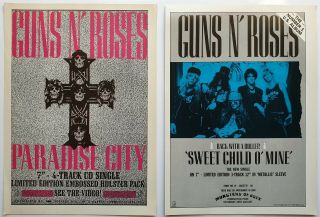 Guns N Roses 2 X Vintage Adverts Glam Heavy Metal Rock Poster Cuttings