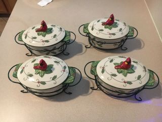 Temp - Tations Bakeware Set Of 4 Cardinal 9 Oz Mini Bakers W/wire Holder Chr