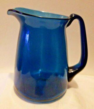 Vintage Cobalt Blue Glass Small Pitcher 6 5/8 " Tall