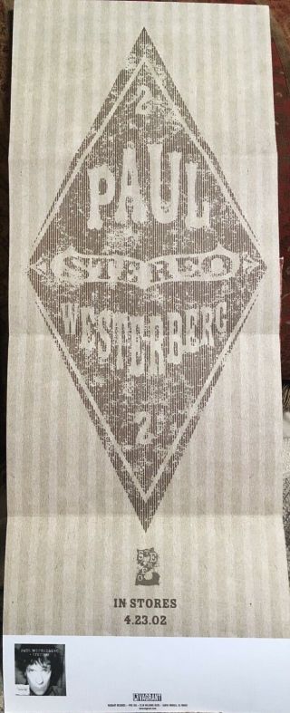 Paul Westerberg Stereo Promo Poster 9”x24” Replacements Folk Punk Vagrant Cd Lp