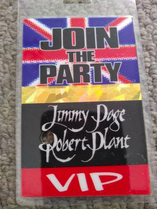 Jimmy Page Robert Plant Laminated Vip Pass (london Concert,  Date Unknown)