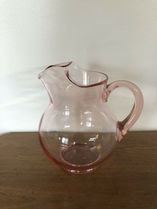 Vintage Pink Depression Glass Pitcher Large Lemonade Ice Tea Water