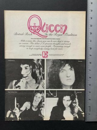 Queen 1973 11x14.  5” Album Release Of Their Self - Titled Debut Promo Ad