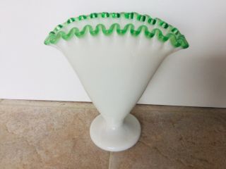 Vintage 1950’s Fenton Emerald Crest 7258 - 6 1/2 " Larger Fan Vase.