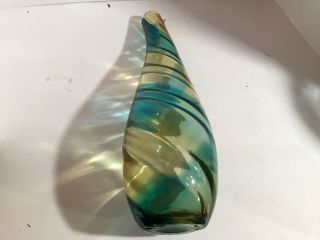 15” Green and yellow twisted Murano style Vase 2