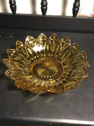 Vintage Federal Glass Yellow Flower Petal Large Bowl