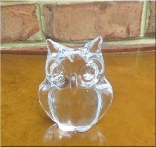 Signed Daum France Sculpture Crystal Owl Figurine - Paperweight