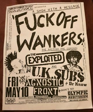 The Exploited Uk Subs Agnostic Front 1980 
