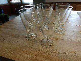 Vintage Anchor Hocking Boopie Clear Water Goblet / Glass,  Set Of 8 Glasses