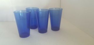 Vintage Libby Cobalt Blue Tall Glasses Tumblers Set Of 4 Flared Water Drinking
